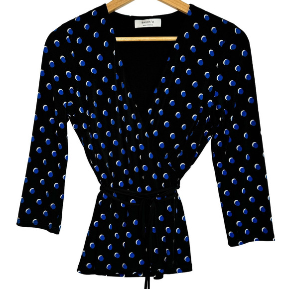 Bailey 44 Wrap Top Size Medium Blue Black - Picture 1 of 11